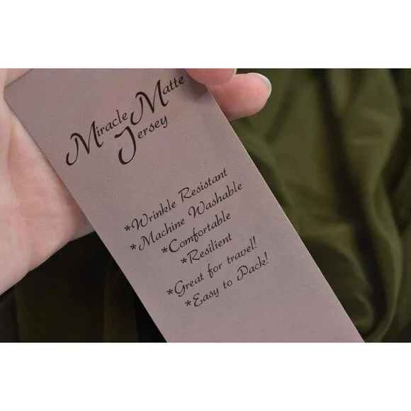 Nina Leonard Dress Womens Small Dark Olive Miracle Matte Jersey Shirt Button Up - Picture 9 of 14